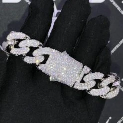 17MM 3D Cuban Link VVS Iced Out Hip Hop Bracelet -Jewelry Sales Store 17mm 3d cuban link vvs iced out hip hop bracelet white gold 8 hiphopbling 281765