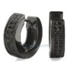 2 Row Huggie Black CZ Micro Pave Hoop Earrings