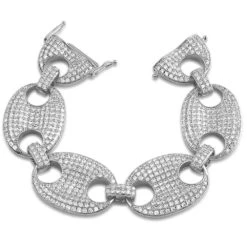 24MM Rhodium Marine Link CZ Bling Bling Bracelet