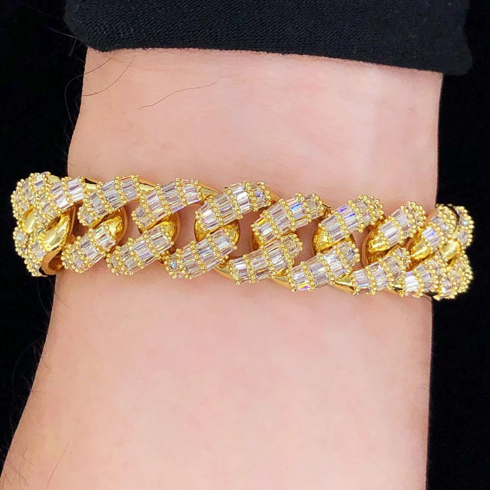 3D Baguette Cuban Link CZ Iced Out Hip Hop Bracelet 6 3D Baguette Cuban Link CZ Iced Out Hip Hop Bracelet - Image 6