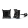 3D Box Kite L Black CZ Micro Pave Earrings