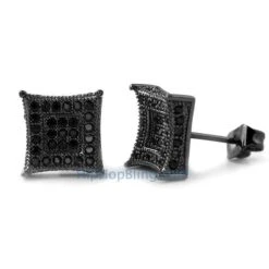 3D Box Kite L Black CZ Micro Pave Earrings
