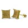 3D Box Kite L Lemonade CZ Micro Pave Earrings