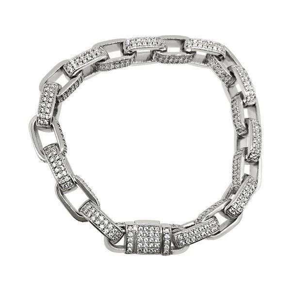 3D Box Link Rhodium CZ Bling Bling Bracelet 1 3D Box Link Rhodium CZ Bling Bling Bracelet