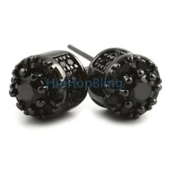 3D Cluster Black CZ Bling Bling Earrings