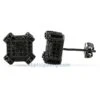3D Edgy Box Black CZ Bling Bling Earrings