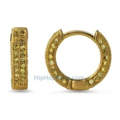 3D Hoop Earrings Lemonade CZ Micro Pave