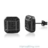 3D Smooth Box Black CZ Micro Pave Bling Earrings