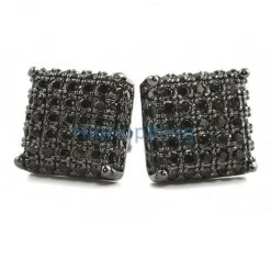 3D Square Black CZ Bling Bling Earrings