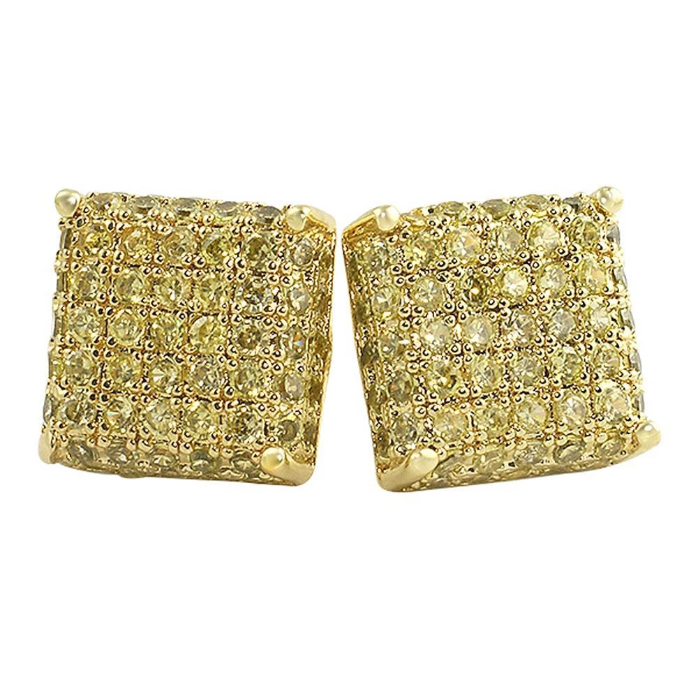 3D Square Lemonade CZ Bling Bling Earrings 1 3D Square Lemonade CZ Bling Bling Earrings