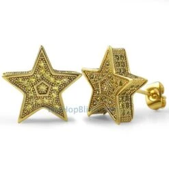 3D Star Jumbo Lemonade CZ Bling Bling Earrings