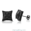 3D X Kite Black CZ Micro Pave Hip Hop Earrings
