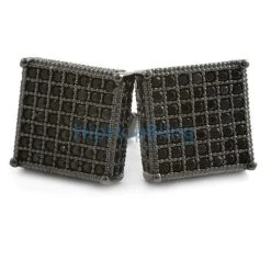 3D XL Box Black CZ Micro Pave Hip Hop Earrings