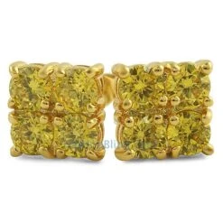 4 Stone Box Lemonade CZ Bling Bling Earrings