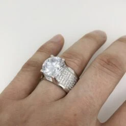 .925 Silver 20ct Solitaire Eternity Band Rhodium CZ Ring -Jewelry Sales Store 925 silver 20ct solitaire eternity band rhodium cz ring hiphopbling 918405