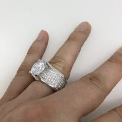 .925 Silver 20ct Solitaire Eternity Band Rhodium CZ Ring -Jewelry Sales Store 925 silver 20ct solitaire eternity band rhodium cz ring hiphopbling 962321
