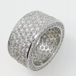 .925 Silver 360 Thick Eternity Band CZ Ring In Rhodium