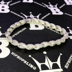 .925 Silver 8MM French Rope CZ Bling Bling Bracelet -Jewelry Sales Store 925 silver 8mm french rope cz bling bling bracelet hiphopbling 228111