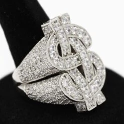 .925 Silver Cash Money Dollar Sign CZ Hip Hop Bling Ring 6 .925 Silver Cash Money Dollar Sign CZ Hip Hop Bling Ring -Jewelry Sales Store 925 silver cash money dollar sign cz hip hop bling ring white gold 7 hiphopbling 708341