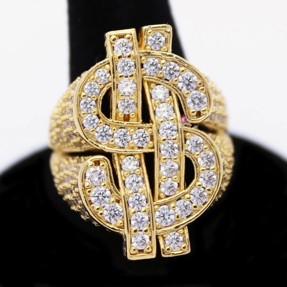 .925 Silver Cash Money Dollar Sign CZ Hip Hop Bling Ring 1 .925 Silver Cash Money Dollar Sign CZ Hip Hop Bling Ring