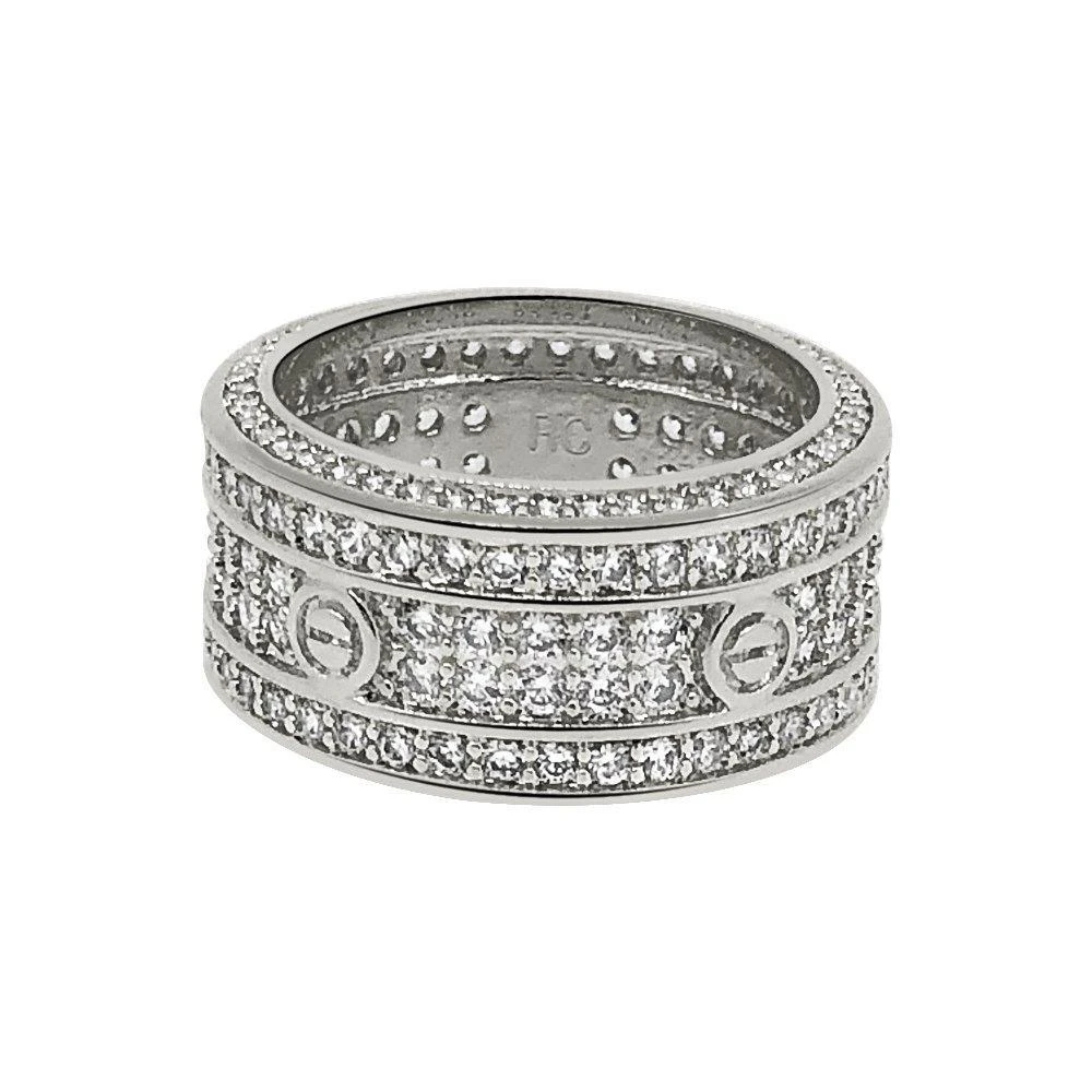 .925 Silver Eternity Band Flathead CZ Rhodium Bling Bling Ring 1 .925 Silver Eternity Band Flathead CZ Rhodium Bling Bling Ring