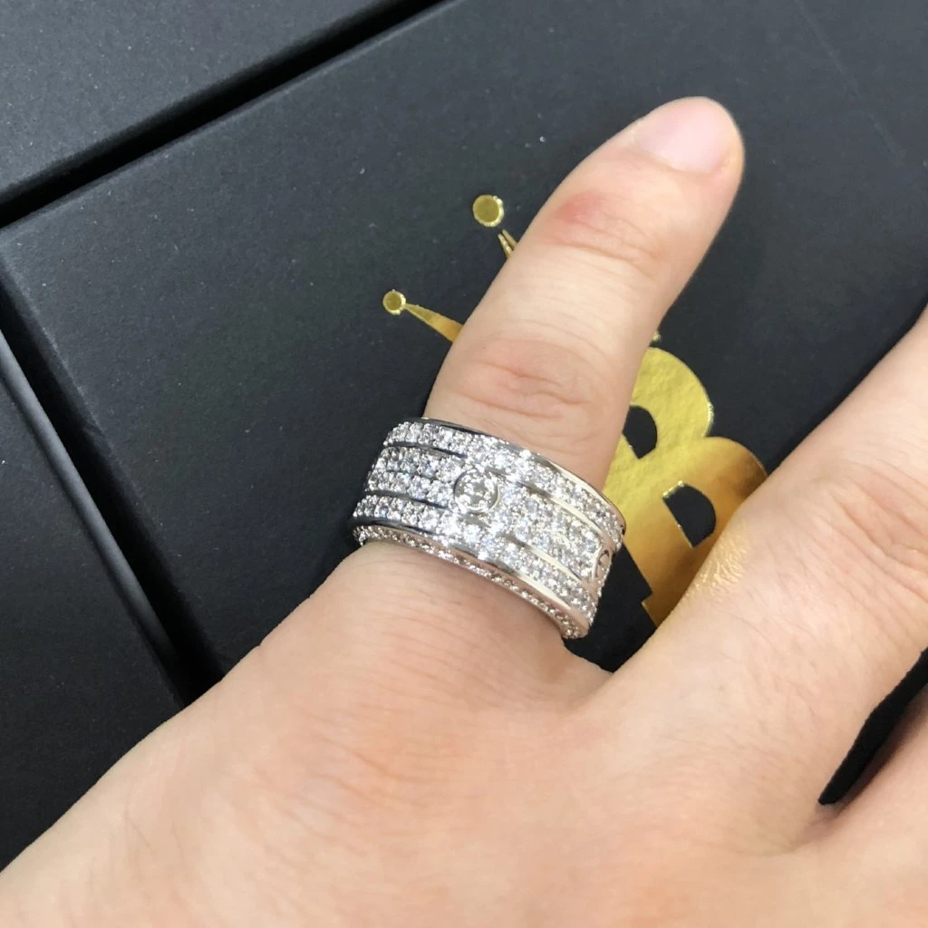 .925 Silver Eternity Band Flathead CZ Rhodium Bling Bling Ring 2 .925 Silver Eternity Band Flathead CZ Rhodium Bling Bling Ring - Image 2