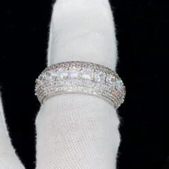 .925 Silver Eternity Layer White Eternity VVS Iced Out Ring