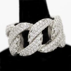 .925 Silver Miami Cuban CZ Hip Hop Bling Ring
