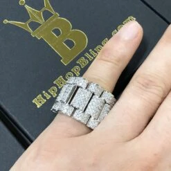 .925 Silver Presidential Link Rhodium CZ Bling Bling Ring -Jewelry Sales Store 925 silver presidential link rhodium cz bling bling ring 7 hiphopbling 564486