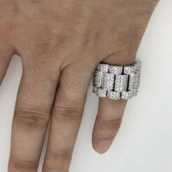 .925 Silver Presidential Link Rhodium CZ Bling Bling Ring -Jewelry Sales Store 925 silver presidential link rhodium cz bling bling ring hiphopbling 602200