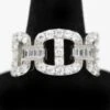 .925 Sterling Silver Baguette Mariner CZ Hip Hop Bling Ring