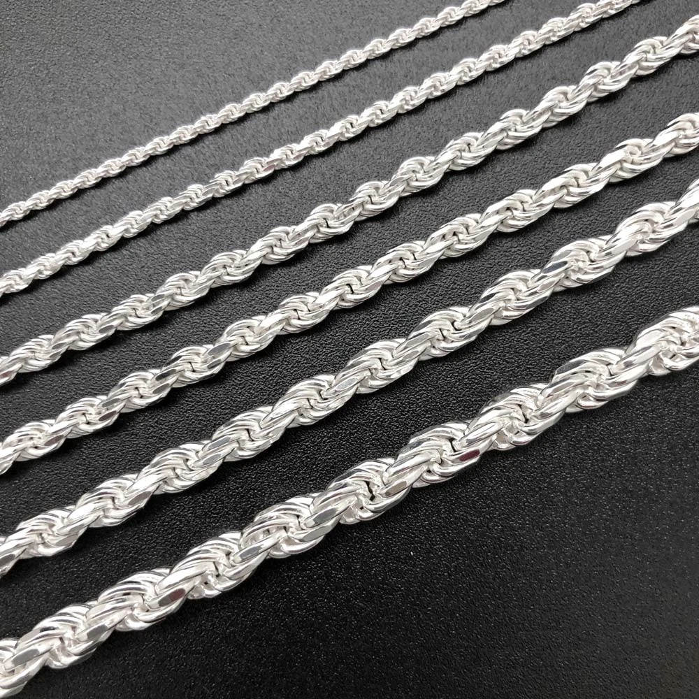 .925 Sterling Silver Diamond Cut Rope Chain / Bracelet 1 .925 Sterling Silver Diamond Cut Rope Chain / Bracelet