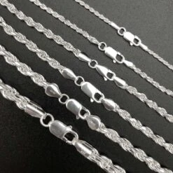 .925 Sterling Silver Diamond Cut Rope Chain / Bracelet 11 .925 Sterling Silver Diamond Cut Rope Chain / Bracelet -Jewelry Sales Store 925 sterling silver diamond cut rope chain bracelet hiphopbling 505412