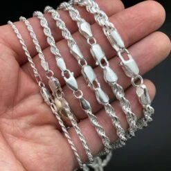 .925 Sterling Silver Diamond Cut Rope Chain / Bracelet 9 .925 Sterling Silver Diamond Cut Rope Chain / Bracelet -Jewelry Sales Store 925 sterling silver diamond cut rope chain bracelet hiphopbling 615090
