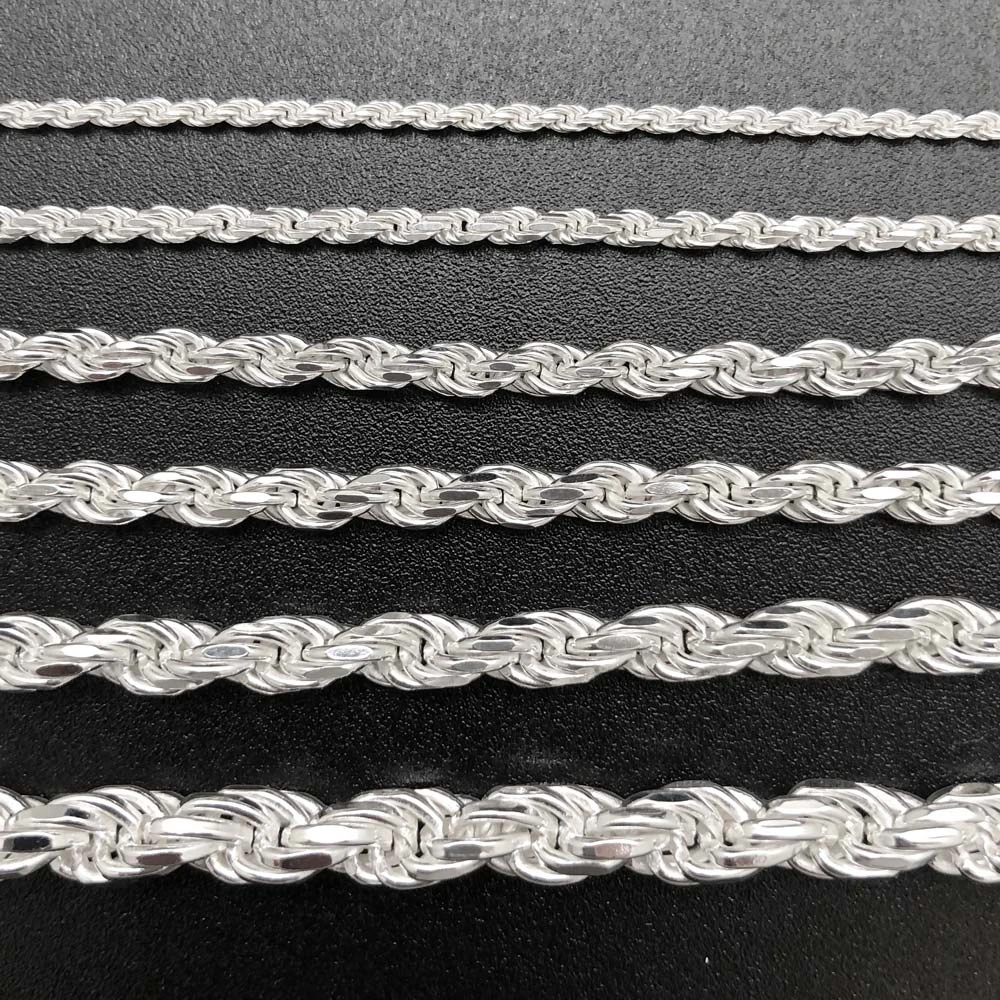 .925 Sterling Silver Diamond Cut Rope Chain / Bracelet 6 .925 Sterling Silver Diamond Cut Rope Chain / Bracelet - Image 6
