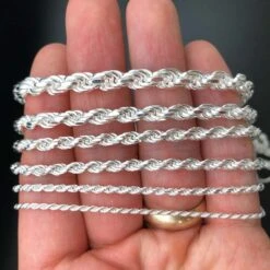 .925 Sterling Silver Diamond Cut Rope Chain / Bracelet 10 .925 Sterling Silver Diamond Cut Rope Chain / Bracelet -Jewelry Sales Store 925 sterling silver diamond cut rope chain bracelet hiphopbling 836258