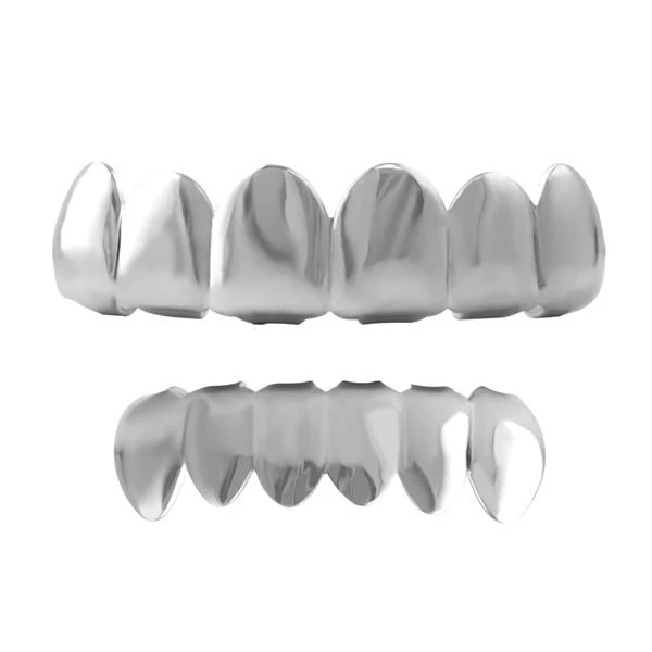 All Shiny Silver Grillz Top & Bottom Set 1 All Shiny Silver Grillz Top & Bottom Set