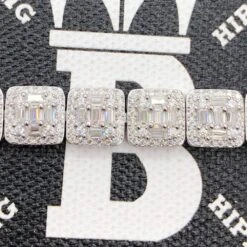 Baguette Cluster Moissanite Bracelet Iced Out .925 Sterling Silver