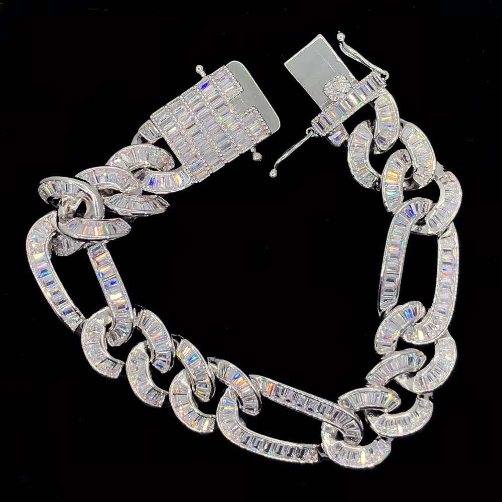 Baguette Figaro Link CZ Iced Out Hip Hop Bracelet 5 Baguette Figaro Link CZ Iced Out Hip Hop Bracelet - Image 5