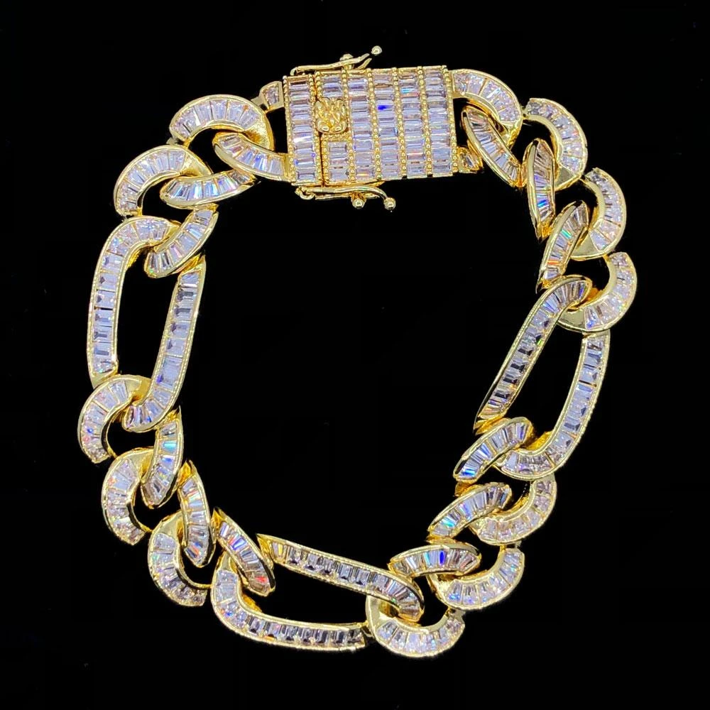 Baguette Figaro Link CZ Iced Out Hip Hop Bracelet 2 Baguette Figaro Link CZ Iced Out Hip Hop Bracelet - Image 2