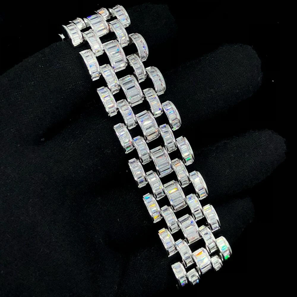 Baguette Jubilee CZ Iced Out Hip Hop Bling Bracelet 6 Baguette Jubilee CZ Iced Out Hip Hop Bling Bracelet - Image 6