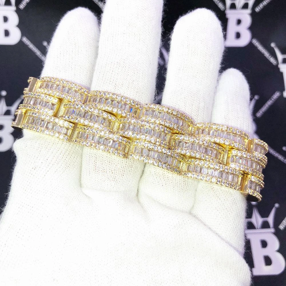 Baguette Jubilee VVS Iced Out Hip Hop Bracelet 3 Baguette Jubilee VVS Iced Out Hip Hop Bracelet - Image 3