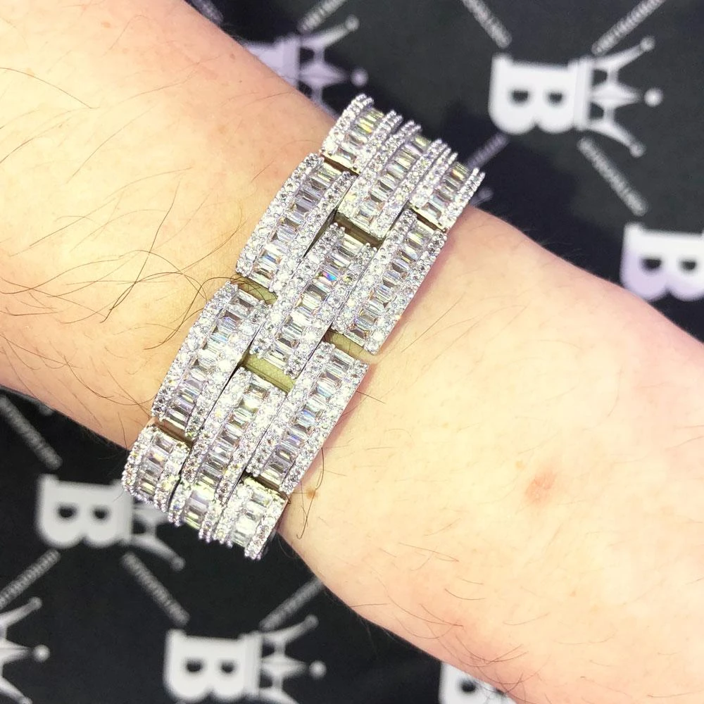 Baguette Jubilee VVS Iced Out Hip Hop Bracelet 7 Baguette Jubilee VVS Iced Out Hip Hop Bracelet - Image 7