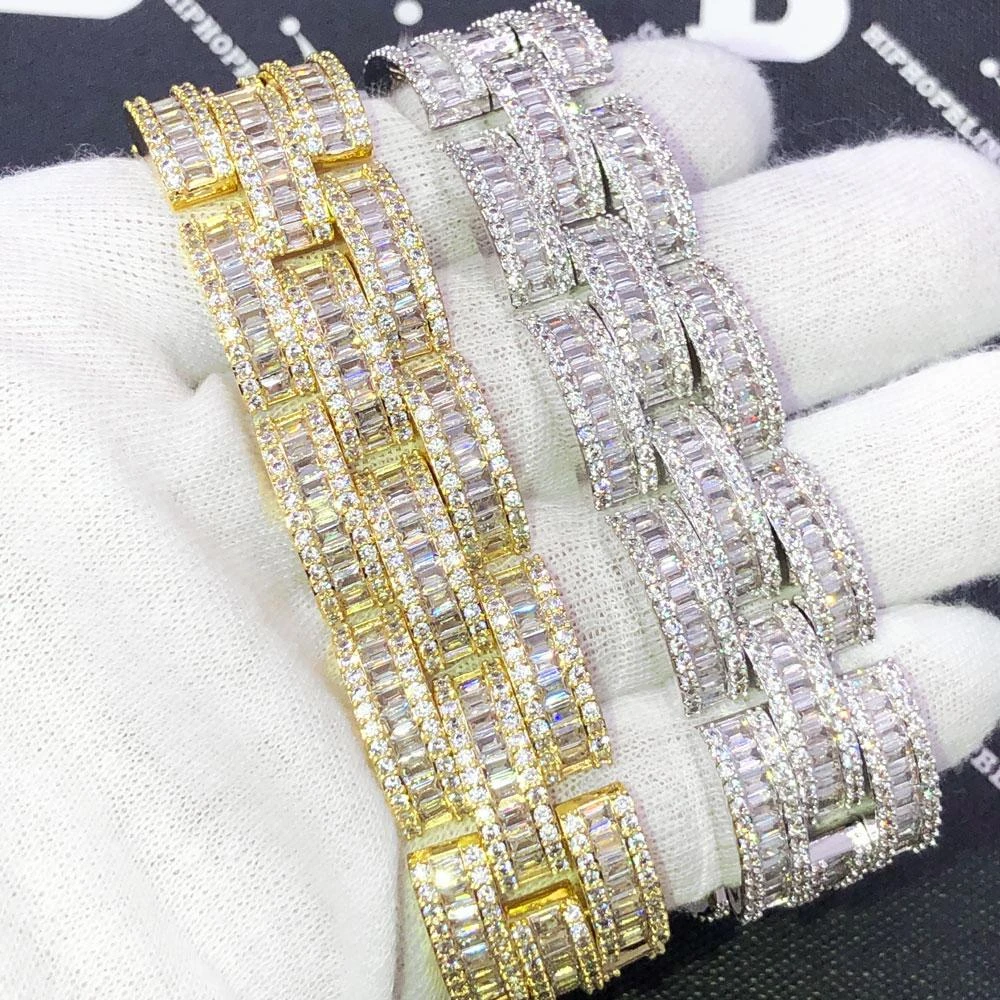 Baguette Jubilee VVS Iced Out Hip Hop Bracelet 2 Baguette Jubilee VVS Iced Out Hip Hop Bracelet - Image 2