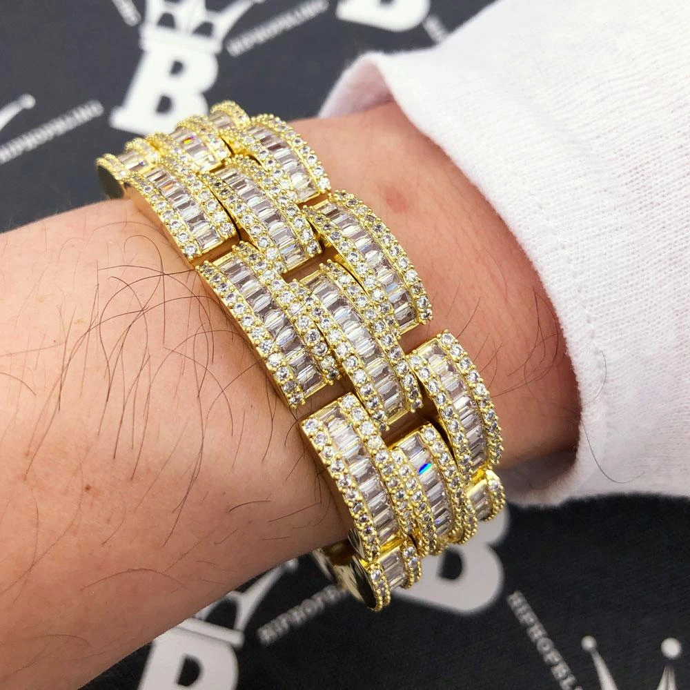 Baguette Jubilee VVS Iced Out Hip Hop Bracelet 1 Baguette Jubilee VVS Iced Out Hip Hop Bracelet
