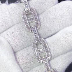 Baguette Mariner Iced Out Hip Hop Bracelet -Jewelry Sales Store baguette mariner iced out hip hop bracelet white gold 8 hiphopbling 309827