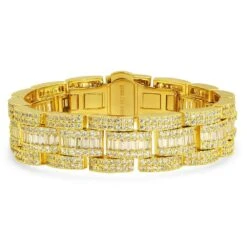 Baguette Oyster Link Custom CZ Iced Out Hip Hop Bracelet -Jewelry Sales Store baguette oyster link custom cz iced out hip hop bracelet hiphopbling 822680