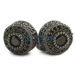 Black CZ Mega 3D Cluster Iced Out Earrings