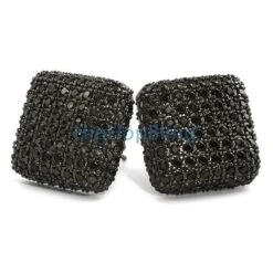 Black XL Rounded 3D Box Bling Bling Earrings