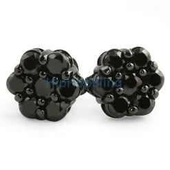 Bling Bling CZ Cluster Black Micro Pave Earrings